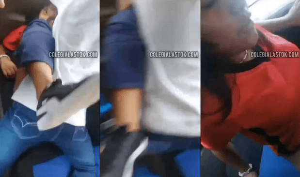 morrita colegiala cogida por sus amigos en el camion