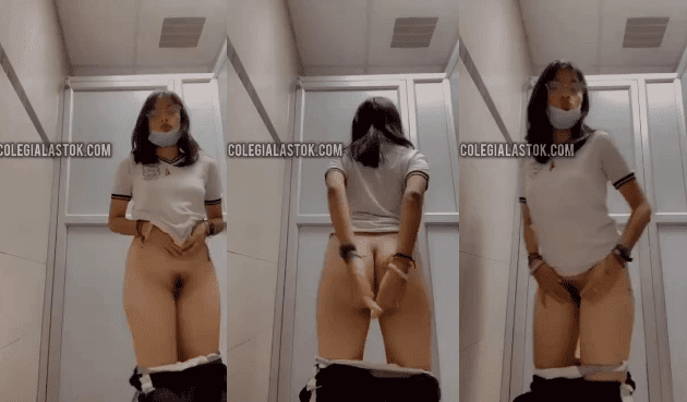 morrita colegiala putita se graba en los baños de la prepa sin calzones y tocandose