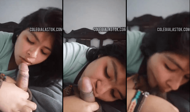 morrita adolescente se deja grabar mientras que le da una buena mamada al novio