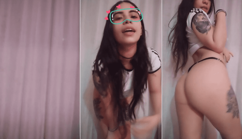 la jovencita tiene un tremendo culote de infarto y modelando esa tanga es una locura