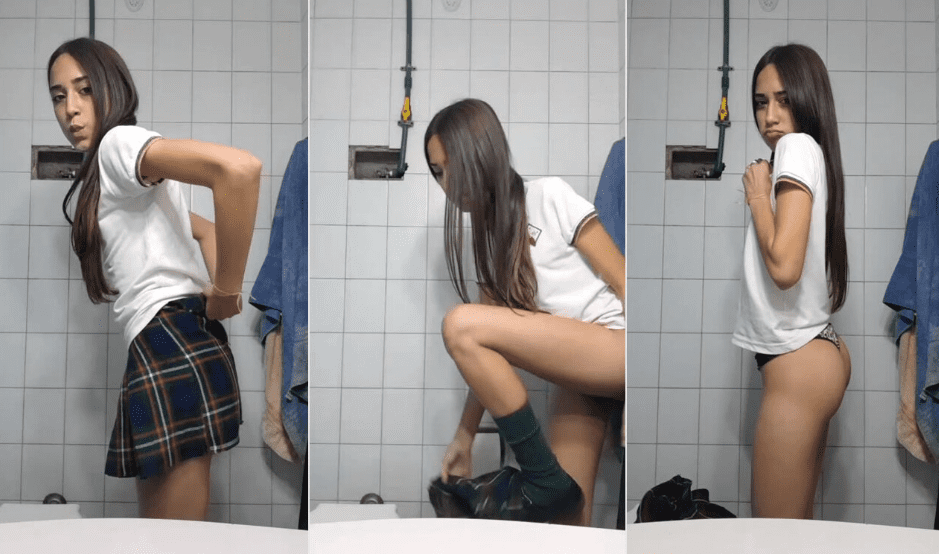 colegiala flaquita calenturienta se desviste al llegar del colegio y enseña todo