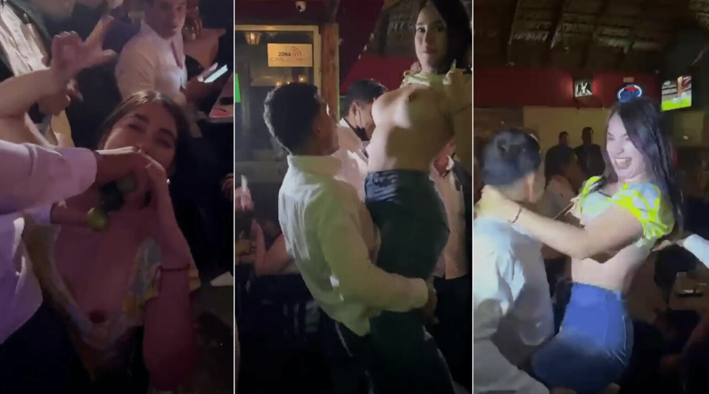 novia putona se saca las tetas en restaurant frente a todos