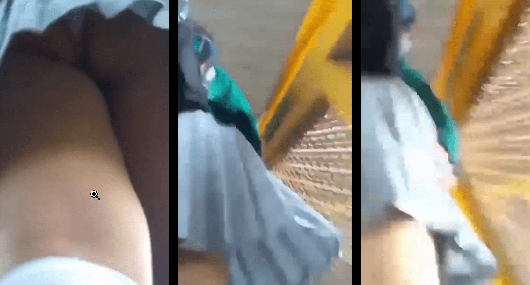 grabando por debajo de las faldas de las colegialas en el camión